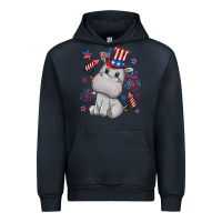 Navy fourth of july hippopotamus Urban Hoodie - CowGirlArtShop