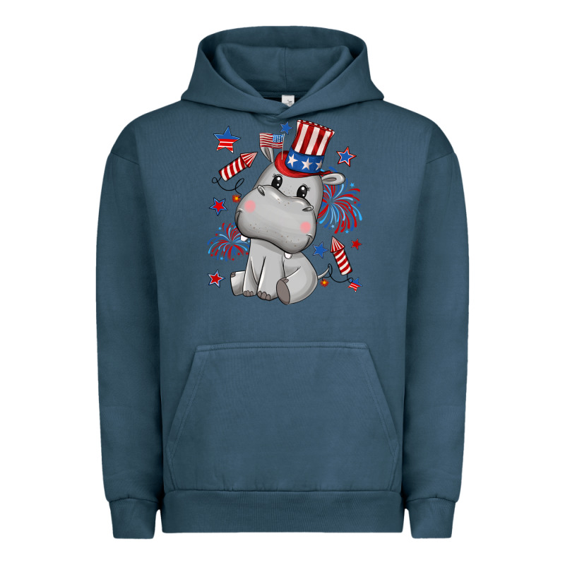 Fourth Of July Hippopotamus Urban Hoodie by CowGirlArtShop | Teevron