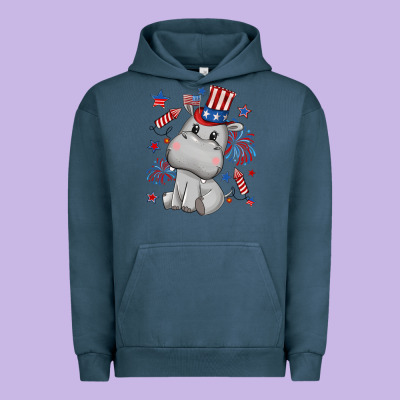 Fourth Of July Hippopotamus Urban Hoodie Designed By Cowgirlartshop