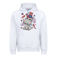White fourth of july hippopotamus Urban Hoodie - CowGirlArtShop