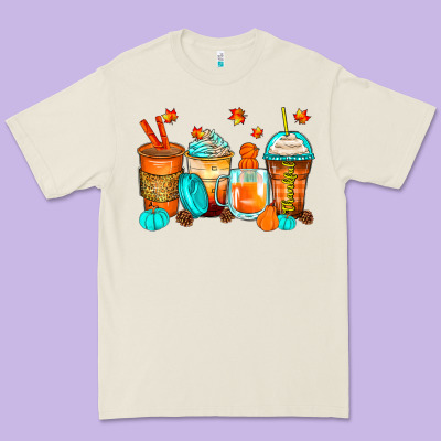 Thankful Coffee Cups Premium Tee Designed By Zillion Design Studio