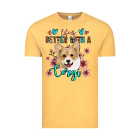Vintage Mustard life is better with a corgi Vintage Tee - Jasminsmagicworld