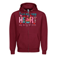 Burgundy i wear my heart on my sleeve Zipper Hoodie - NancyCooperArtShop