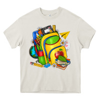 Cream school bag Heavy Core Tee - texasbilliewilder