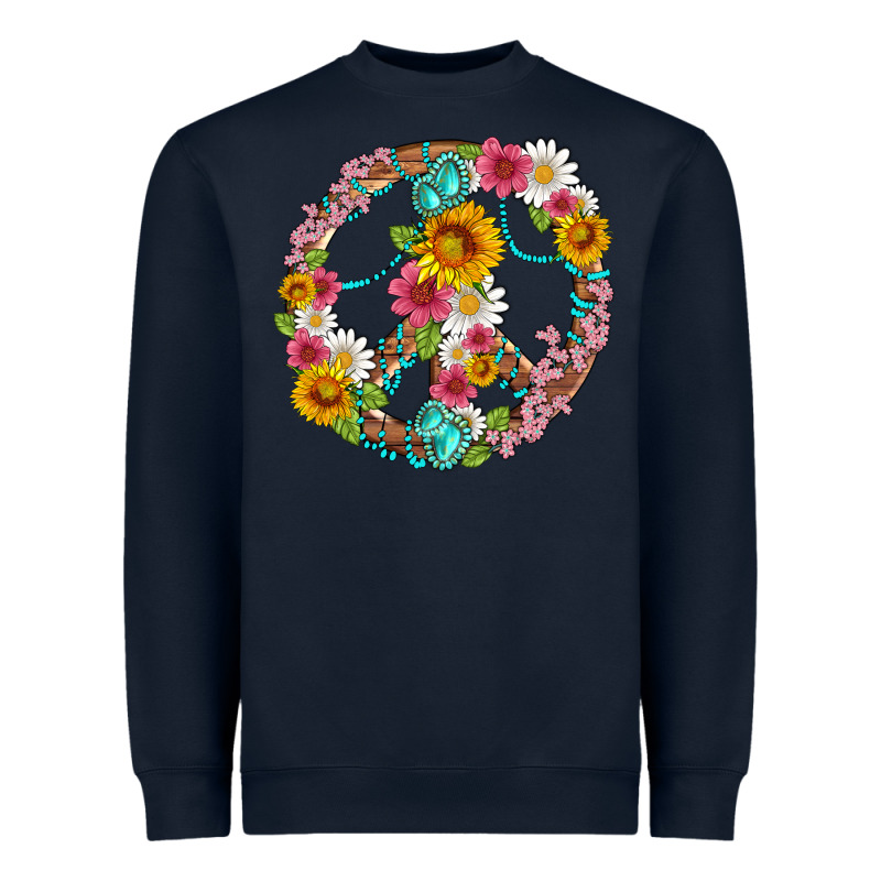 Floral Peace Sign With Gemstone Heavyweight Sweatshirt by Artiststas | Teevron