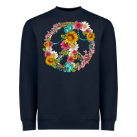 Navy floral peace sign with gemstone Heavyweight Sweatshirt - Artiststas