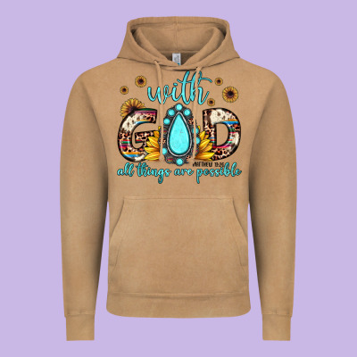With God All Things Are Possible Matthew 19 26 Vintage Hoodie Designed By Jahusdesignshop