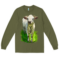 Army Green Charolais Heifer Long Sleeve Tee - LillyAllenDesigns