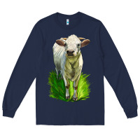 Navy Charolais Heifer Long Sleeve Tee - LillyAllenDesigns