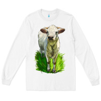 White Charolais Heifer Long Sleeve Tee - LillyAllenDesigns
