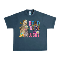 Midnight Navy easter dead inside but lucky  with skeleton Urban Heavy Tee - AdoDesignShop