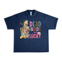 Navy easter dead inside but lucky  with skeleton Urban Heavy Tee - AdoDesignShop