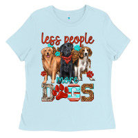 Baby Blue less people more dogs Ladies Tee - texasbilliewilder