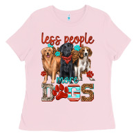 Bubblegum Pink less people more dogs Ladies Tee - texasbilliewilder