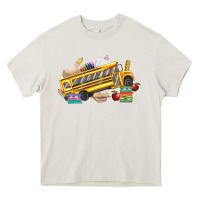 Cream school bus driver Heavy Core Tee - texasbilliewilder
