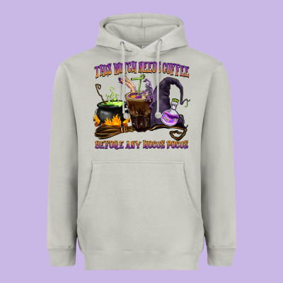 This Witch Needs Coffee Before Any Hocus Pocus Heavyweight Hoodie Designed By Barkaloodesign