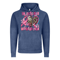 Vintage Denim western leopard  in october we wear pink heart Vintage Hoodie - AdoDesignShop