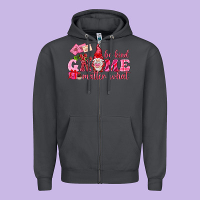 Be Kind Gnome Matter What Zipper Hoodie Designed By Nancycooperartshop