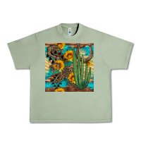 Oil Green horseshoe and cactus Urban Heavy Tee - BundleAndBundleShop