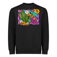 Black cactus peace sign flowers and tie dye Heavyweight Sweatshirt - Artiststas