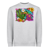 Heather Grey cactus peace sign flowers and tie dye Heavyweight Sweatshirt - Artiststas