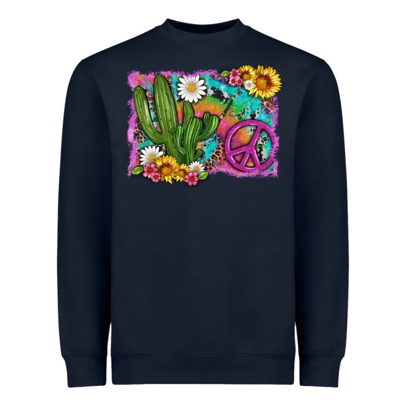 Cactus Peace Sign Flowers And Tie Dye Heavyweight Sweatshirt by Artiststas | Teevron