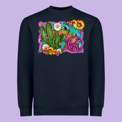 Cactus Peace Sign Flowers And Tie Dye Heavyweight Sweatshirt Designed By Artiststas