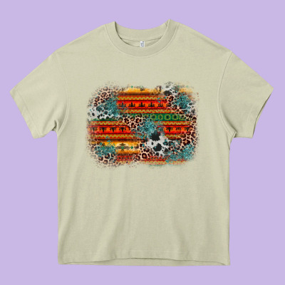 Leopard Aztec Background Heavy Core Tee Designed By Zillion Design Studio