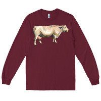 Burgundy charolais cattle Long Sleeve Tee - LillyAllenDesigns