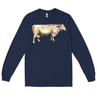 Navy charolais cattle Long Sleeve Tee - LillyAllenDesigns