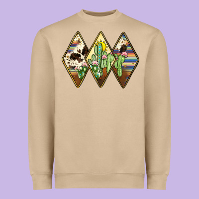 Cactus Serape Cowhide Heavyweight Sweatshirt Designed By Jahusdesignshop