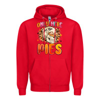 Red only here for the pies Zipper Hoodie - MaliasSmallBusiness