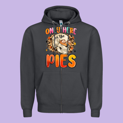 Only Here For The Pies Zipper Hoodie Designed By Maliassmallbusiness
