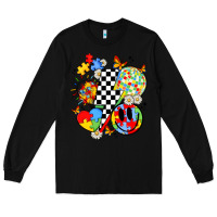 Black retro autism awareness Long Sleeve Tee - JahusDesignShop
