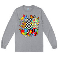 Heather Grey retro autism awareness Long Sleeve Tee - JahusDesignShop