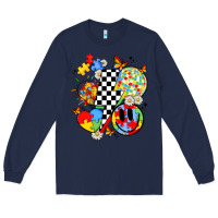 Navy retro autism awareness Long Sleeve Tee - JahusDesignShop