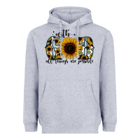 Heather Grey with god all things are possible sunflower Heavyweight Hoodie - Jasminsmagicworld