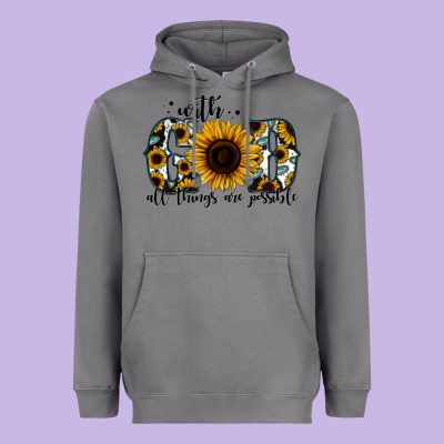 With God All Things Are Possible Sunflower Heavyweight Hoodie Designed By Jasminsmagicworld