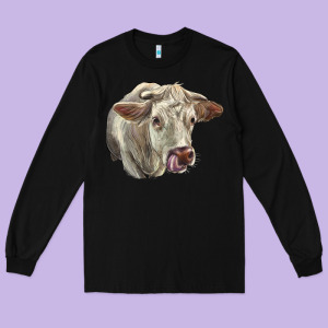 Charolais Cattle Face Long Sleeve Tee Designed By Lillyallendesigns