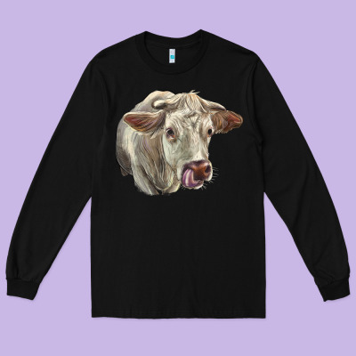 Charolais Cattle Face Long Sleeve Tee Designed By Lillyallendesigns