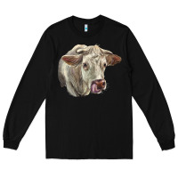 Black Charolais Cattle Face Long Sleeve Tee - LillyAllenDesigns