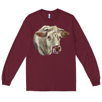 Burgundy Charolais Cattle Face Long Sleeve Tee - LillyAllenDesigns