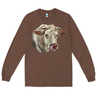 Chestnut Charolais Cattle Face Long Sleeve Tee - LillyAllenDesigns