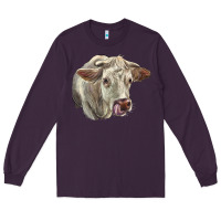 Plum Charolais Cattle Face Long Sleeve Tee - LillyAllenDesigns