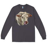 Smoke Charolais Cattle Face Long Sleeve Tee - LillyAllenDesigns