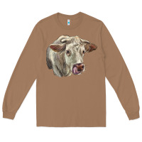 Toasted Coconut Charolais Cattle Face Long Sleeve Tee - LillyAllenDesigns