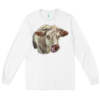 White Charolais Cattle Face Long Sleeve Tee - LillyAllenDesigns