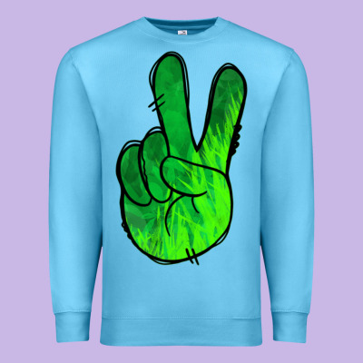 Green Peace Sign Premium Sweatshirt Designed By Jasminsmagicworld