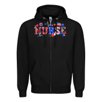 Black 4th of july nurse Zipper Hoodie - NancyCooperArtShop
