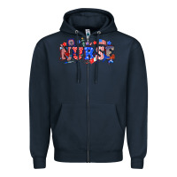 Navy 4th of july nurse Zipper Hoodie - NancyCooperArtShop